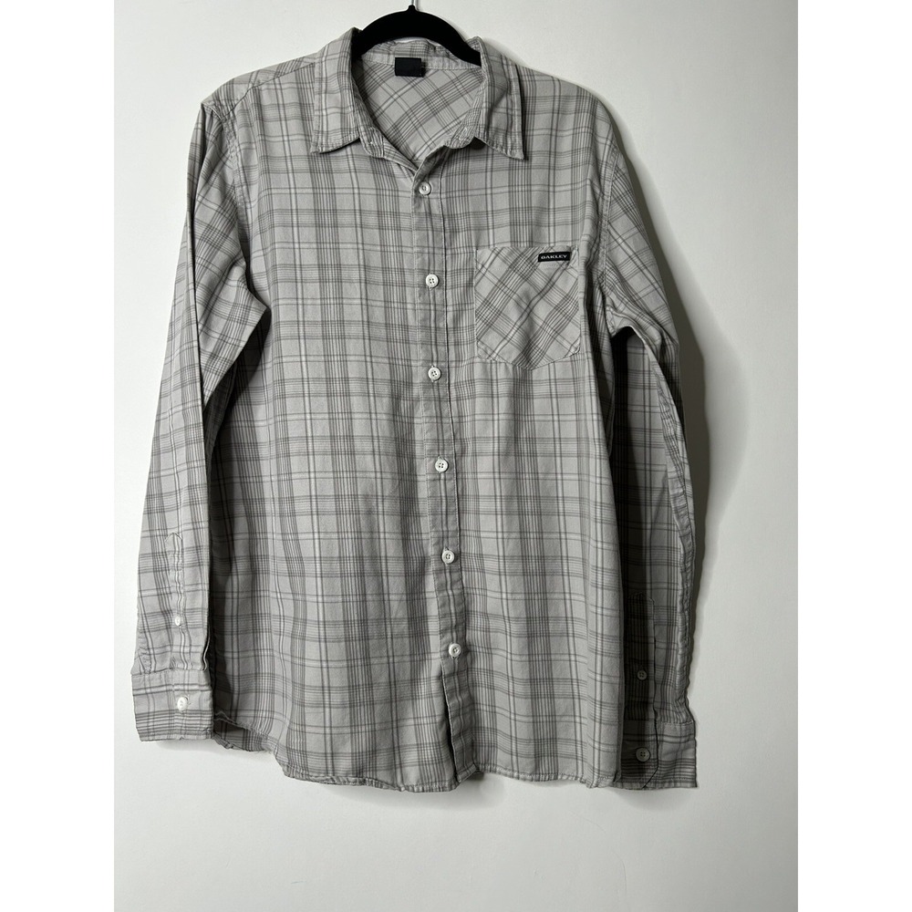 Oakley Men Size M Long Sleeve Button Front Plaid Shirt